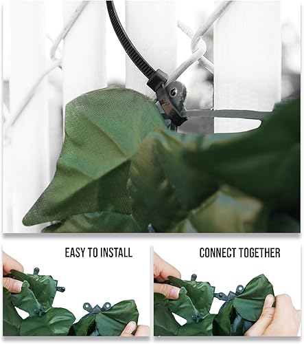 Miniatura 6 de E&K Sunrise - Rejilla para cerca de privacidad de hojas de laurel sintético, paneles de decoración de pared para jardín, patio, porche, interior y