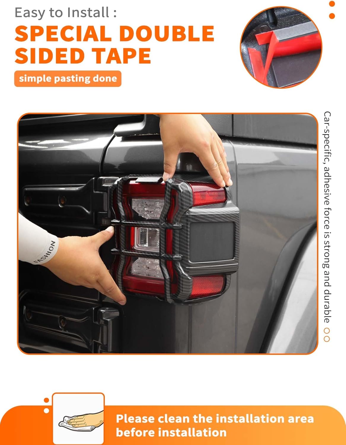 Savadicar Carbon Fiber Taillight Trim Cover for Jeep Wrangler JL JLU 4xe & Gladiator JT 2018–Present – Rear Light Accent, Exterior Styling Upgrade Accessory