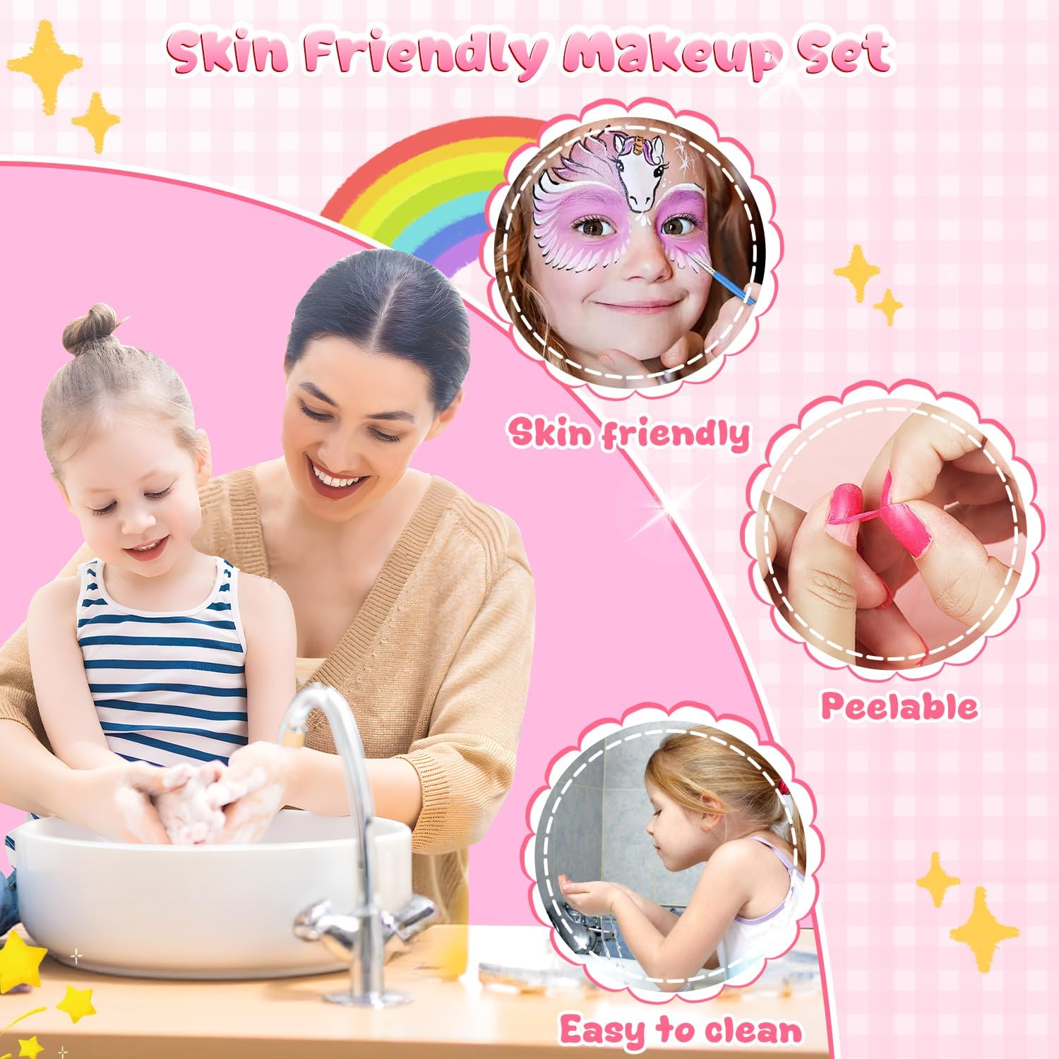 PERRYHOME Kids Makeup Kit for Girl, Non-Toxic Kids Nails Set for Girls with Nail Dryer, Unicorn Real Washable Cosmetic Set, 2026 New Princess Toys & Birthday Gifts for Girls for 3 4 5 6 7 8  Year Old