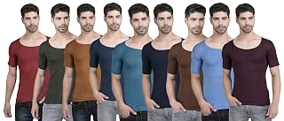 Dollar Lehar Combed Cotton Men's Multicolour Vest - Pack of 9 - Actual Colour May Vary