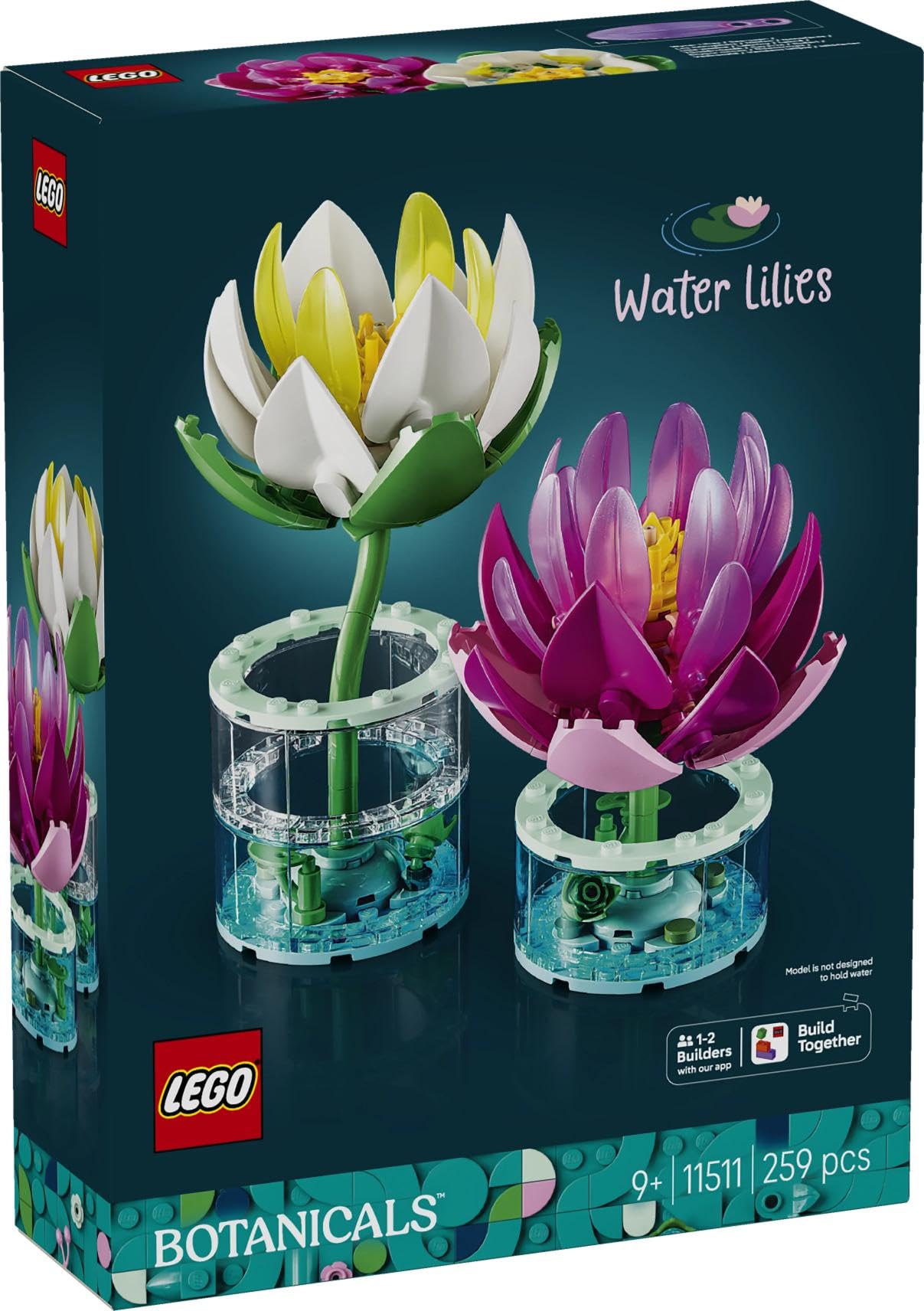 LEGO Botanicals Les Nénuphars - Set de Fleurs Artificielles - Fausses Plantes en Pot dans Vases Transparents - Décoration DIY pour Chambre d'enfant - Cadeau pour Fille dès 9 Ans ou Adulte 11511
