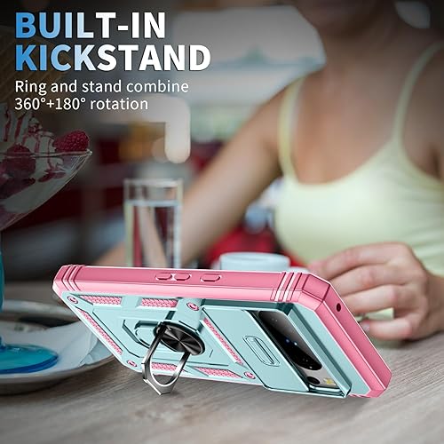 Miniatura 2 de Ysnzaq Funda bicolor para Google Pixel 8 Pro de 6.7 pulgadas, grado militar, a prueba de golpes, con función atril para Google Pixel 8 Pro MQ, verde