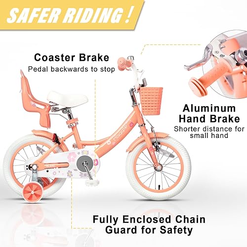 Miniatura 88 de Glerc Maggie Girls Bike, 12-20 Inch Kids Bike for 2-13 Years Old Children, Princess Style Kids Bicycle with Doll-Seat & Basket & Training Wheels,