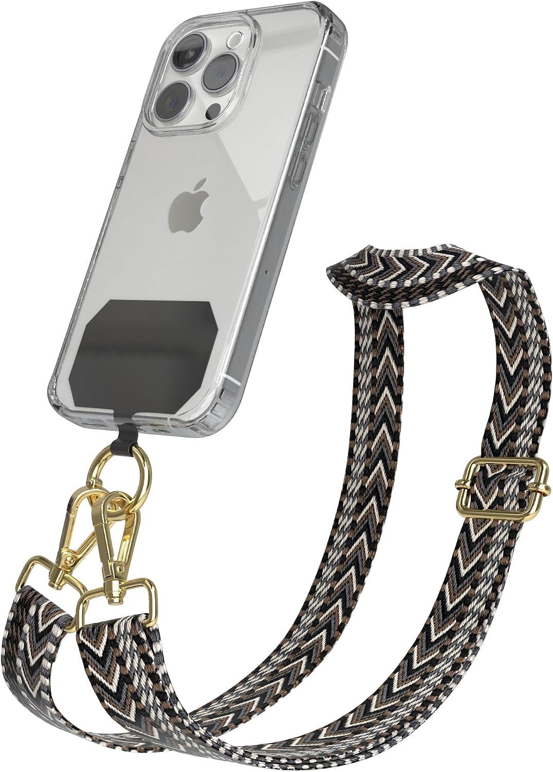 EAZY CASE - Mobile Phone Chain Universal for Hanging Compatible with Any Mobile Phone Chain with Case Can be Combined Mobile Phone Cord with Carabiner for Mobile Phone Case Mobile Phone Strap for Hanging Colourful Boho Cord Black Grey