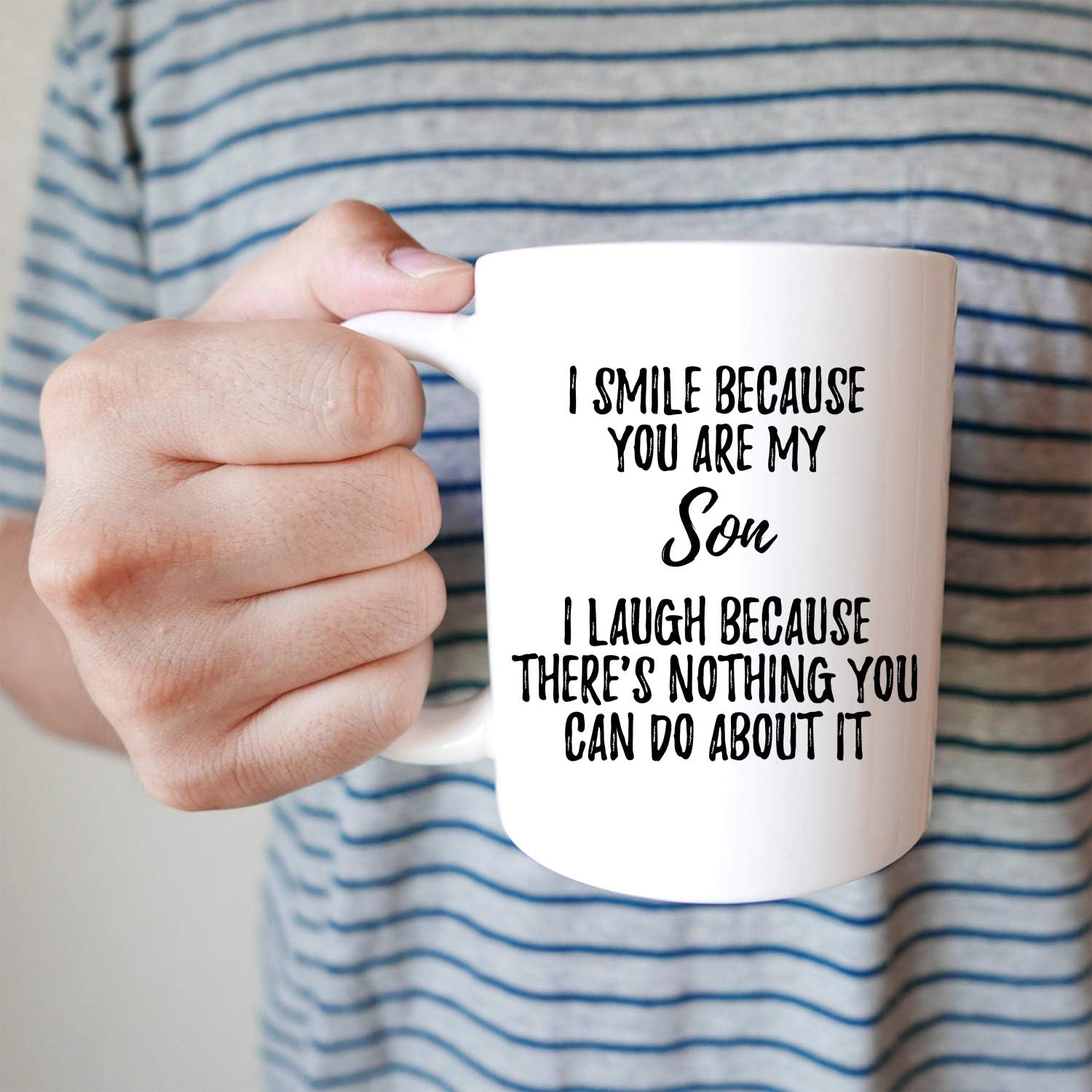 YouNique Designs Funny Dad to Son Gifts, Best Son Ever Mug, 11 Ounces (White) - Image 4