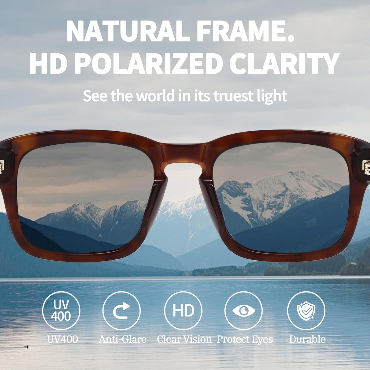 Retro Polarized Sunglasses for Men, UV400 Protection & Handmade Acetate Frame, Classic Rectangular Design
