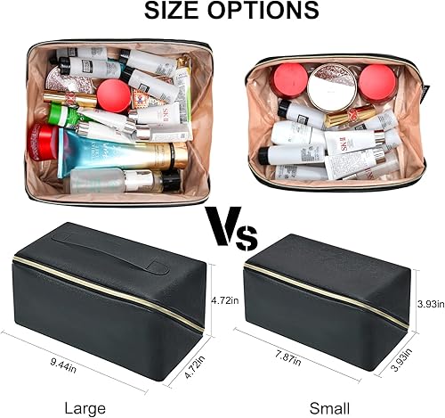 Miniatura 3 de rlokosfb Bolsa de maquillaje portátil que se abre plana para un fácil acceso bolsa de cosméticos grande impermeable bolsa de aseo personal