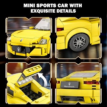 Reobrix Süper Spor Araba Yapı Taşları Setleri Mini Spor Arabalar Oyuncak Sarı