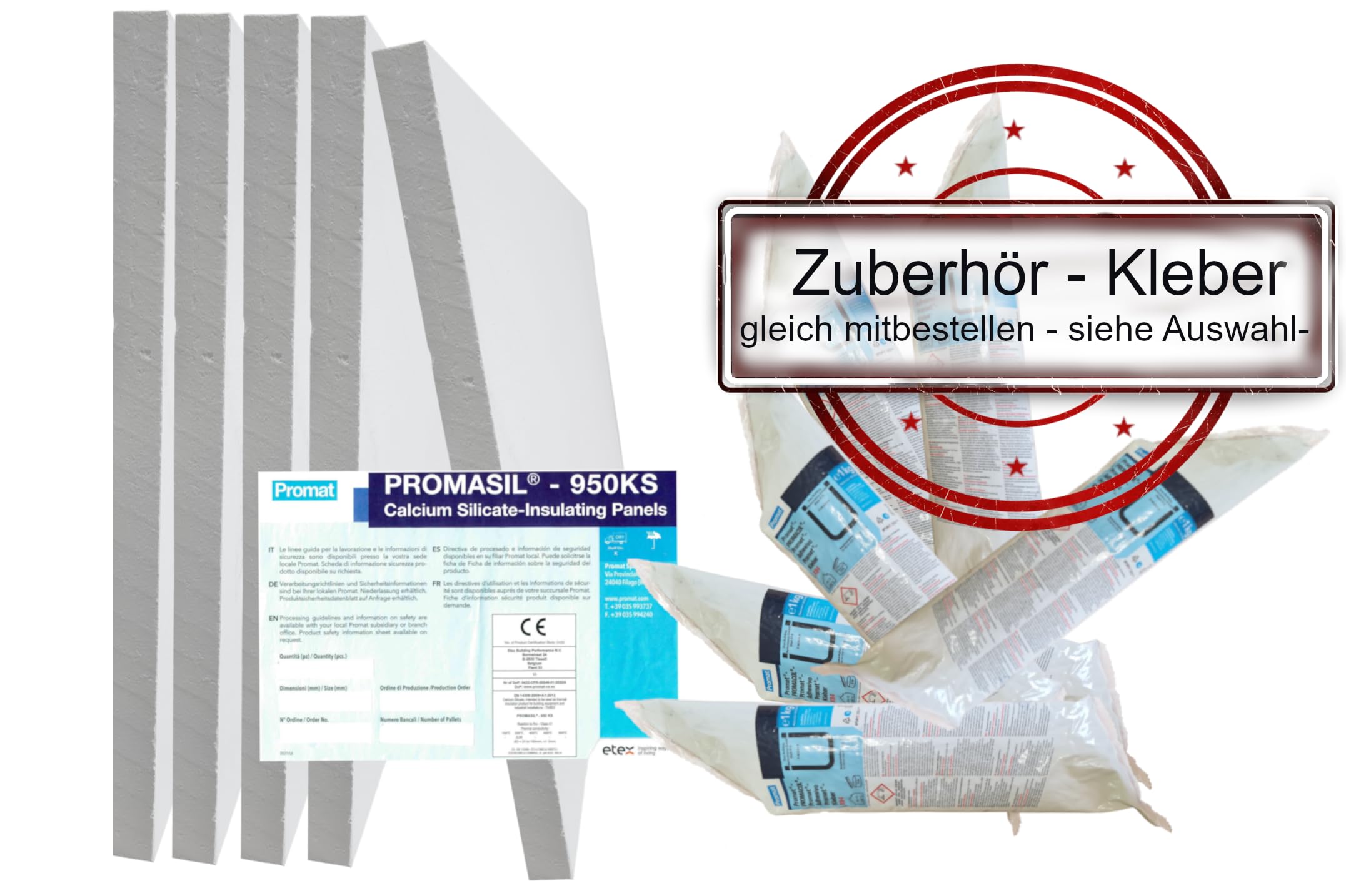 Promat PROMASIL® 950-KS Isolierplatte Wärmedämmplatte Brandschutz A1 DIN 4102 Format 1000 x 500 Stärke von 30 -80 mm (Dämmplatte 1000 x 500 x 30 mm, 2 Stück)