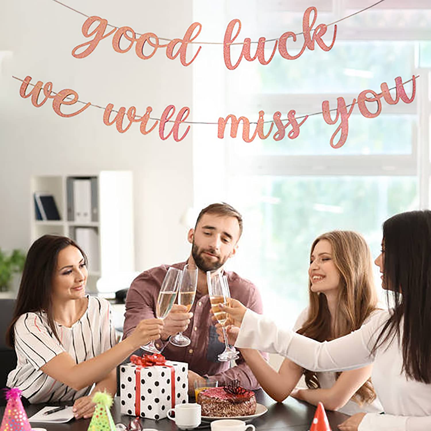 Elicola We Will Miss You with Later Traditor Banner Ghirlanda Bunting Sfondo per ratirement Laurea Addio Lasciando Viaggi Partito Decorazioni, Oro Rosa