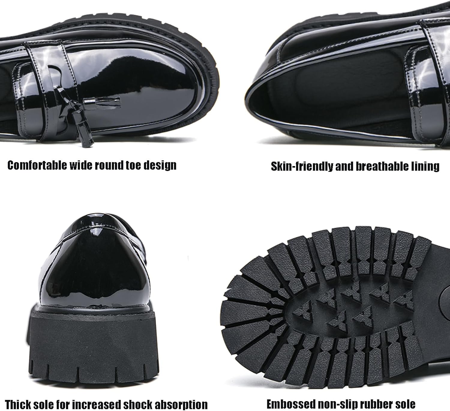 Men's Fashion Chunky Platform Penny Loafers Luxury Round Toe Slip-On Dress Shoes with Non-Slip Lug Sole for Business Work and Daily Casual Wear Sizes 6-14 - Image 4