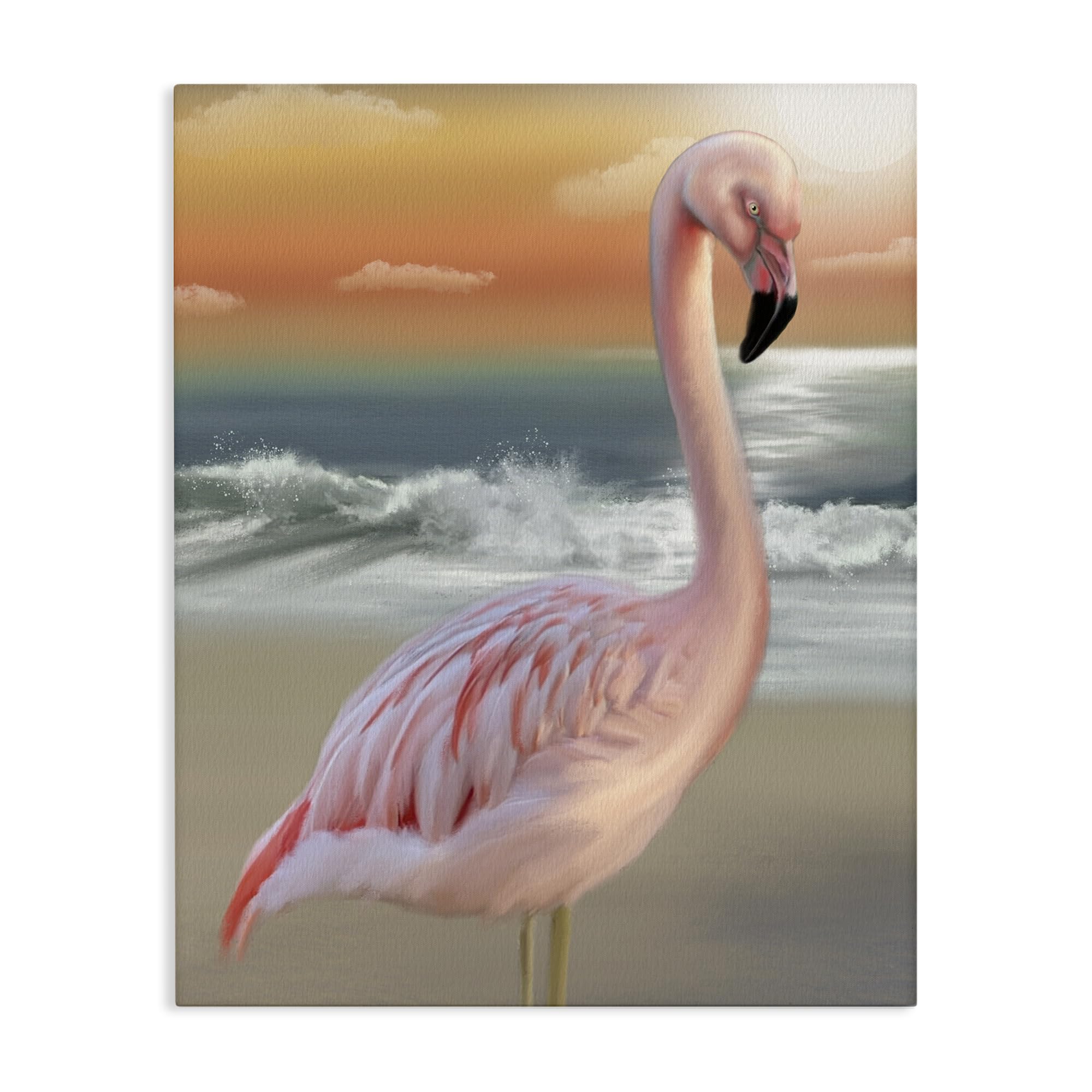 Stupell Industries Unframed 'Coastal Beach Flamingo'| Canvas Art