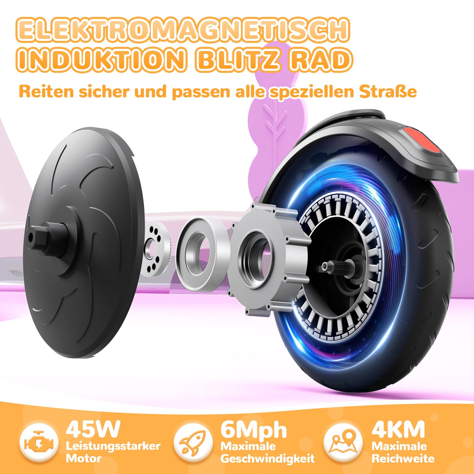 SISIGAD E Scooter Kinder für 6-10 Jahre, E Roller Kinder 5.3 Zoll Kinderroller mit Blinkende LED-Leuchten & 3 Einstellbare Höhe, Elektroroller Kinder 45W Motor Max 10km/h, Maximale Belastung 70kg
