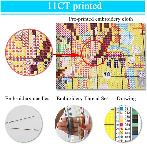 Miniatura 6 de Kits estampados de punto de cruz para adultos principiantes, bolsa de punto de cruz para principiantes y adultos, bolsa de bordado, manualidades