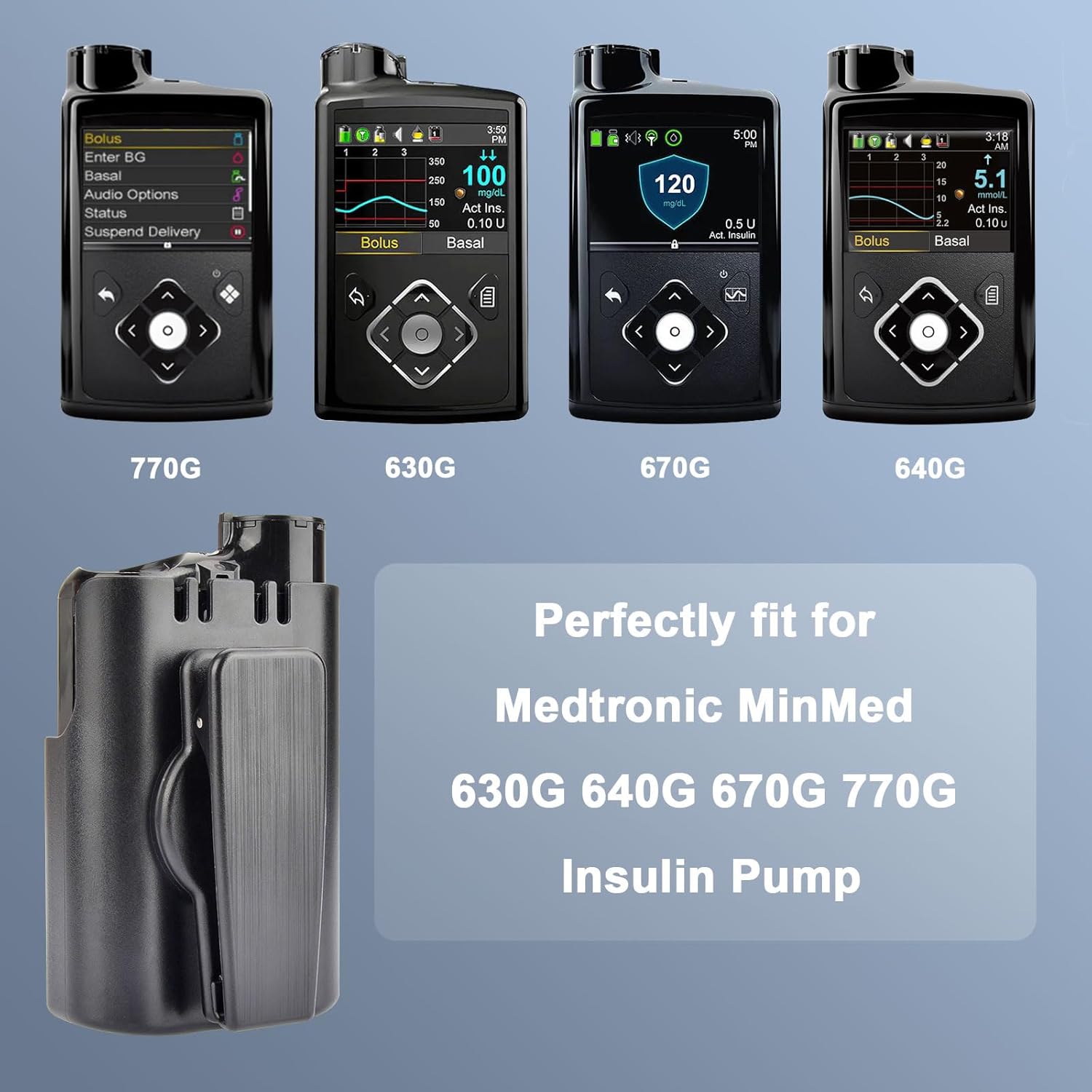 Insulin Pump Holder Case for Medtronic MiniMed 780G 770G 630G 640G 670G, Sturdy Medtronic 780G Accessories with 360° Rotating Belt Clip, Medtronic 780G Pump Case Clip for Diabetic (Black)