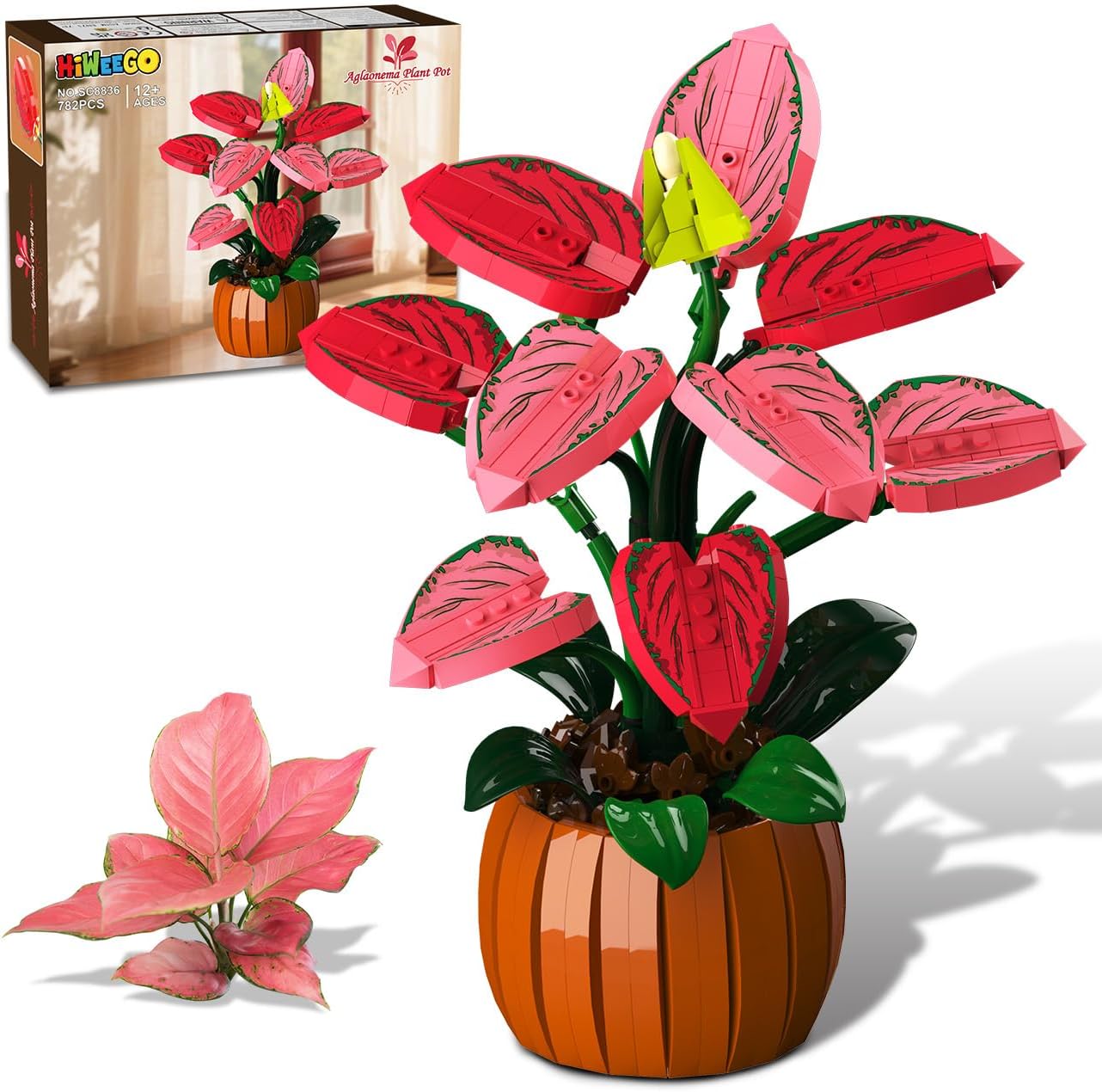 HiWEEGO Flowers Botanicals Bonsai Building Set - Artificial Bonsai Potted Plants for Home Office Decors, 782PCS Flower Easter Gift for Kids Boys Girls Women Adults Building Blocks Decoration Display