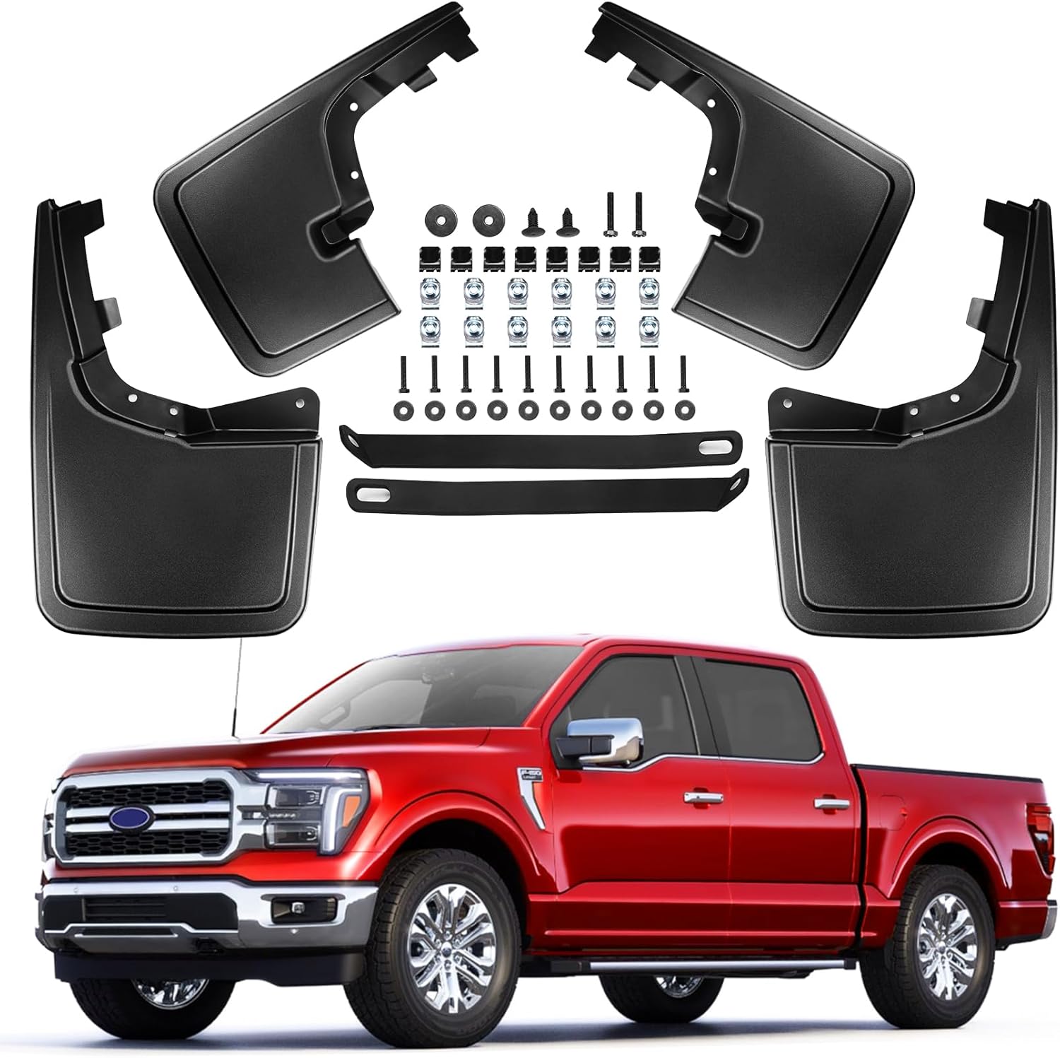 Mud Flaps for Ford F150 2021-2026,4 PCS Front Rear Splash Guard Fender Compatible with F-150 2022 2023 2024 2025 Exterior Accessories,All Weather No Drilling Required Tire Protector Mudguard