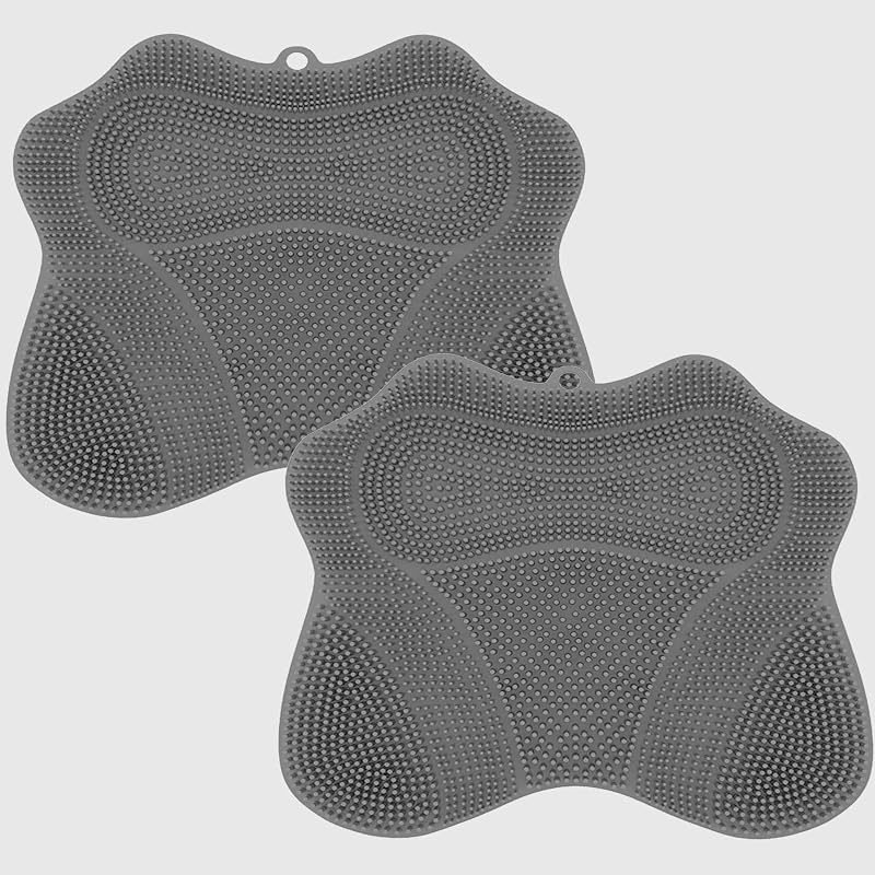 DMJRZTF Tapete de Silicone para Esfregar Pés no Banho com Ventosas Antiderrapantes, Pacote com 2