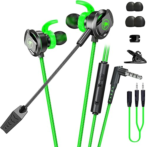 BlueFire Auriculares para juegos de 0.138 in con cable con cancelación de ruido, graves estéreos, auriculares deportivos electrónicos con micrófono