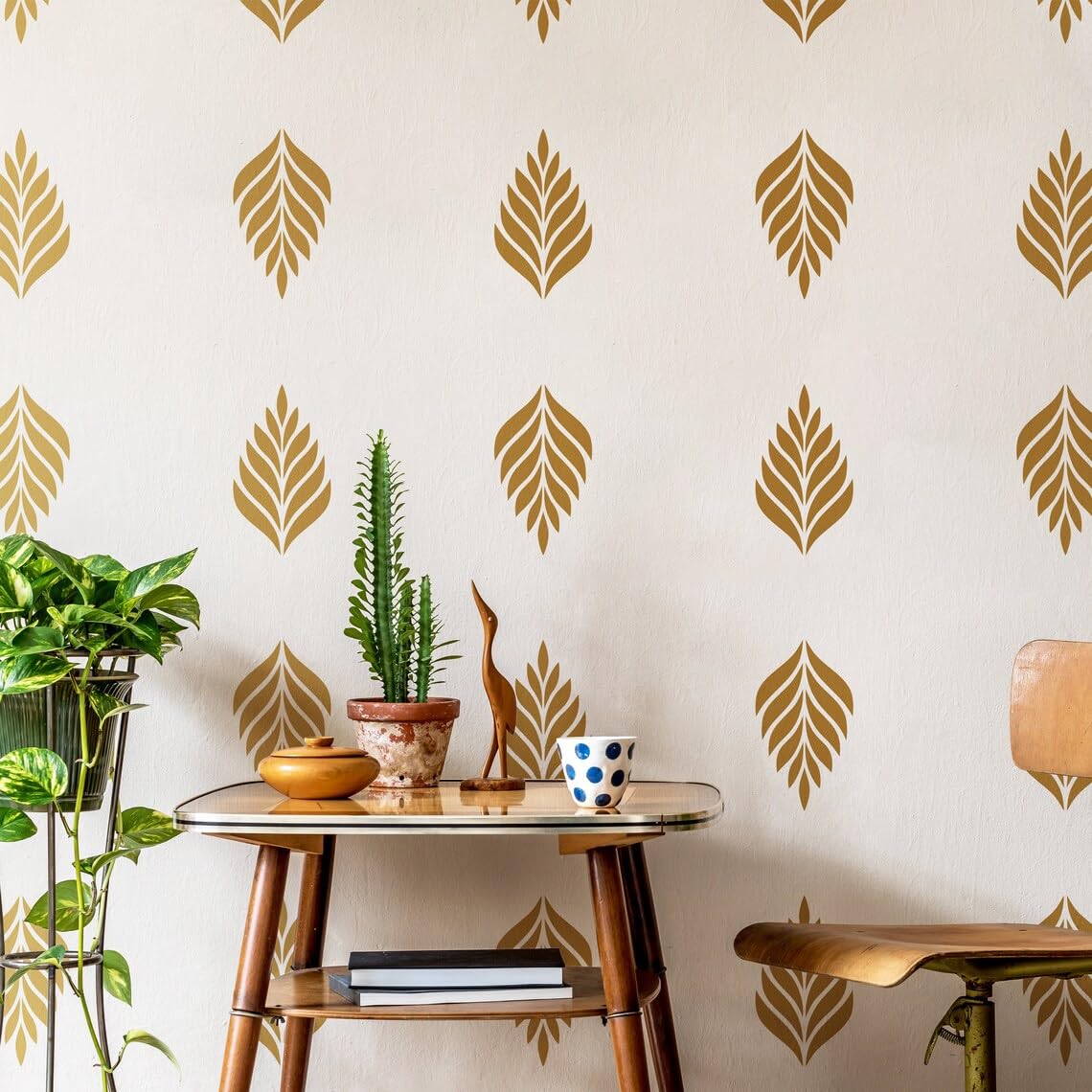 INKFENCE Modern Fern Leaves Wall Decals Gold Leaf Wall Sticker Self Adhesive Sticker (Pack of 1)-image-35