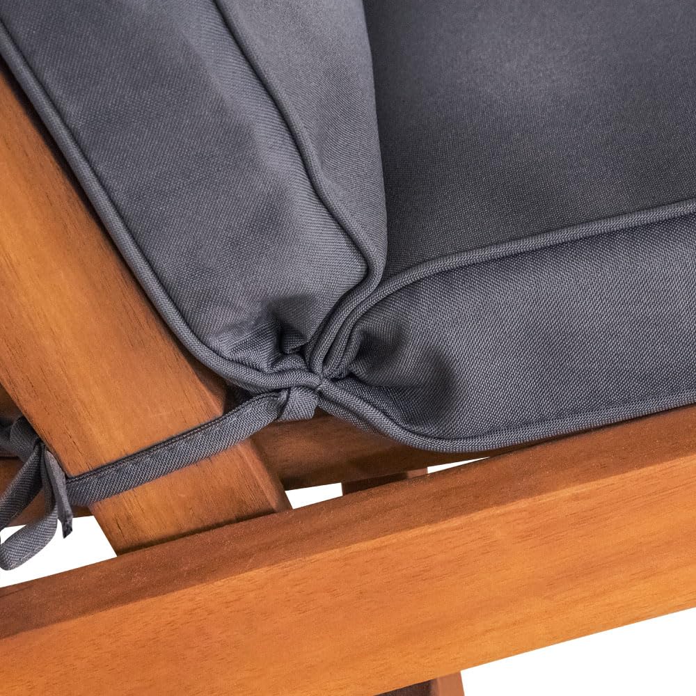 Detex 2X Coussins de Chaise de Jardin avec Dossier Haut Anthracite 118x45x7 cm Oreiller Appui-tête Amovible hydrofuges