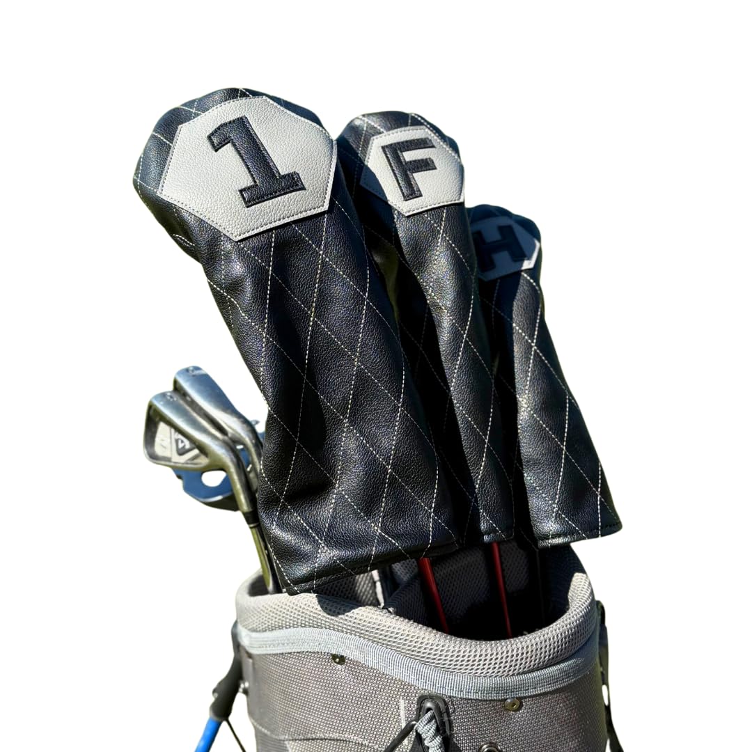 Golf Head Covers – Driver, Fairway Wood, Hybrid. Protective & Stylish Golf Club Covers (3Pk(DFH))