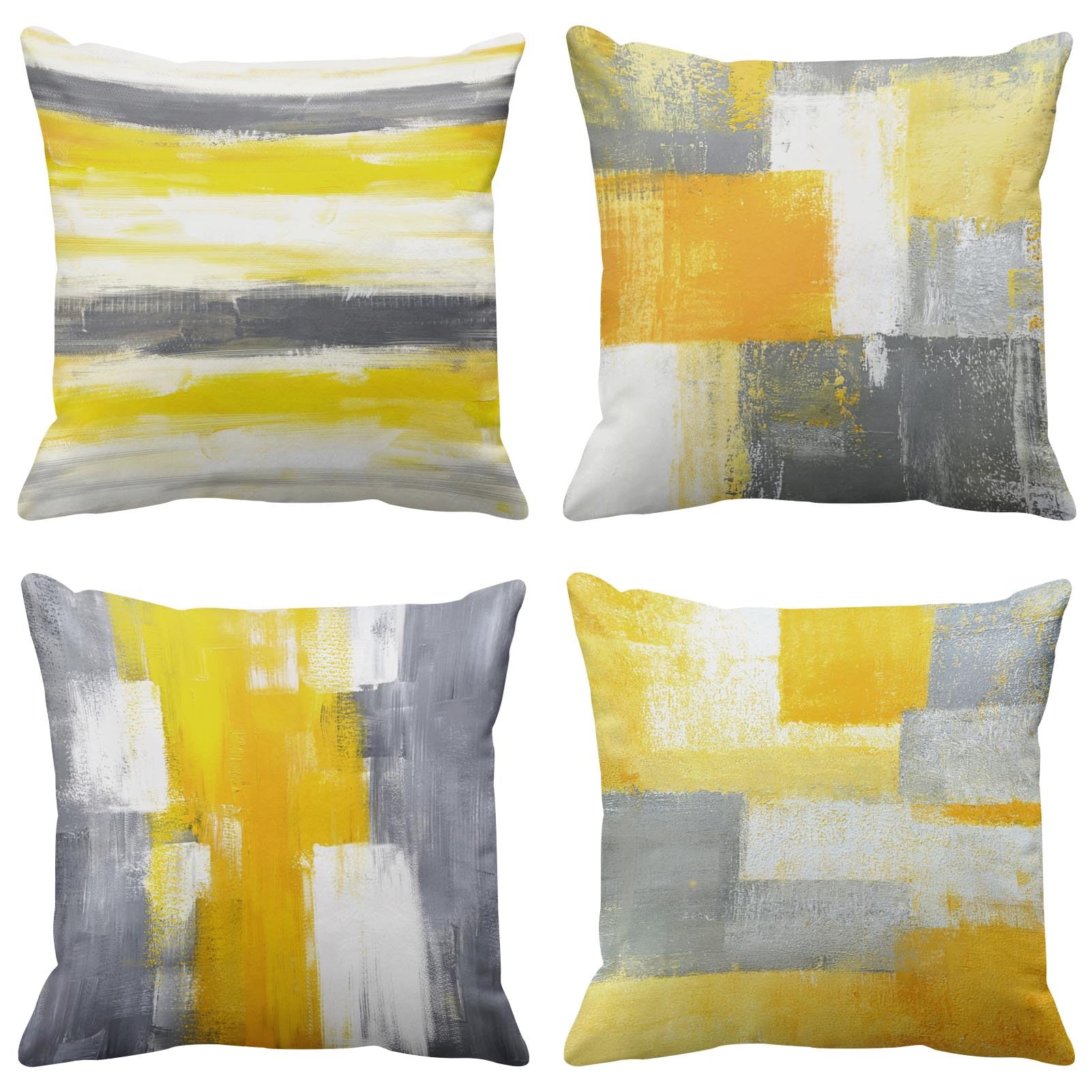 Britimes Throw Pillow Covers 18x18, Home Decor Outdoor Set of 4 Polyester Pillow Cases Decorative for Bed Sofa Cushion Couch Pillowcases Yellow