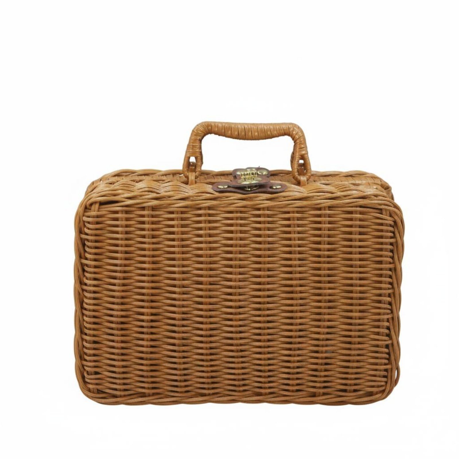 Handmade Rattan Suitcase Portable Handle Wicker Suitcase Box Decorative Woven Hand-Carry Trunk Retro Design for Gift Giving, Room Decor, L|Clothing, Shoes & Accessories | Vintage | Vintag-image-15