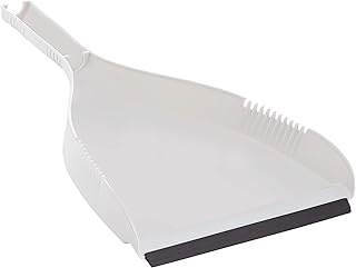 Superio Clip-On Dustpan - Heavy Duty Plastic, Easy Grip Clip-On Dust Pan with Rubber Edge, Detailed Sweeping Debris, Fits Standard Brooms Home & Commercial Dusting & Cleaning Tool, Grey
