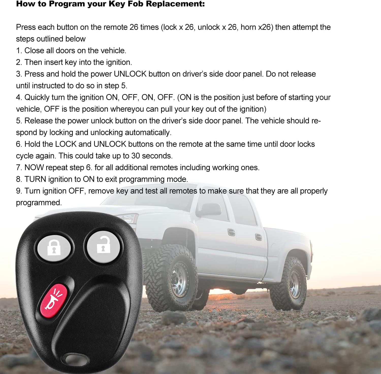 Car Key Keyless Entry Replacement fits for 2003 2004 2005 2006 2007 Cadillac Escalade Chevy Avalanche Silverado Suburban Tahoe and GMC Sierra Yukon Hummer H2 3Button FCCID: LHJ011 (Pack of 1)