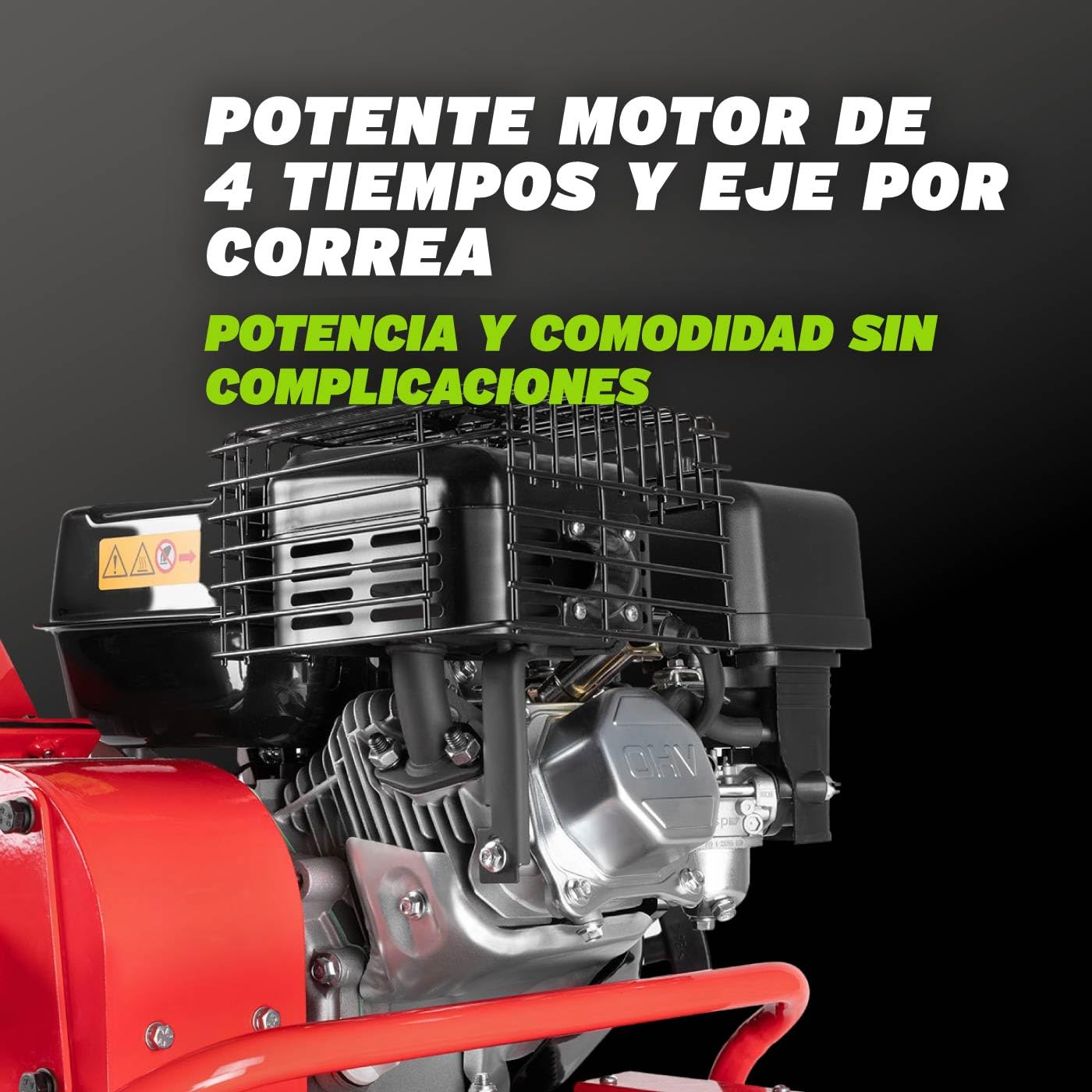 GREENCUT GE212X-B - Biotrituradora de Gasolina 212cc 7cv , Tritura Ramas Hasta 50mm, Incluye Saco de 64L, con Ruedas y Asa para Transporte Roja