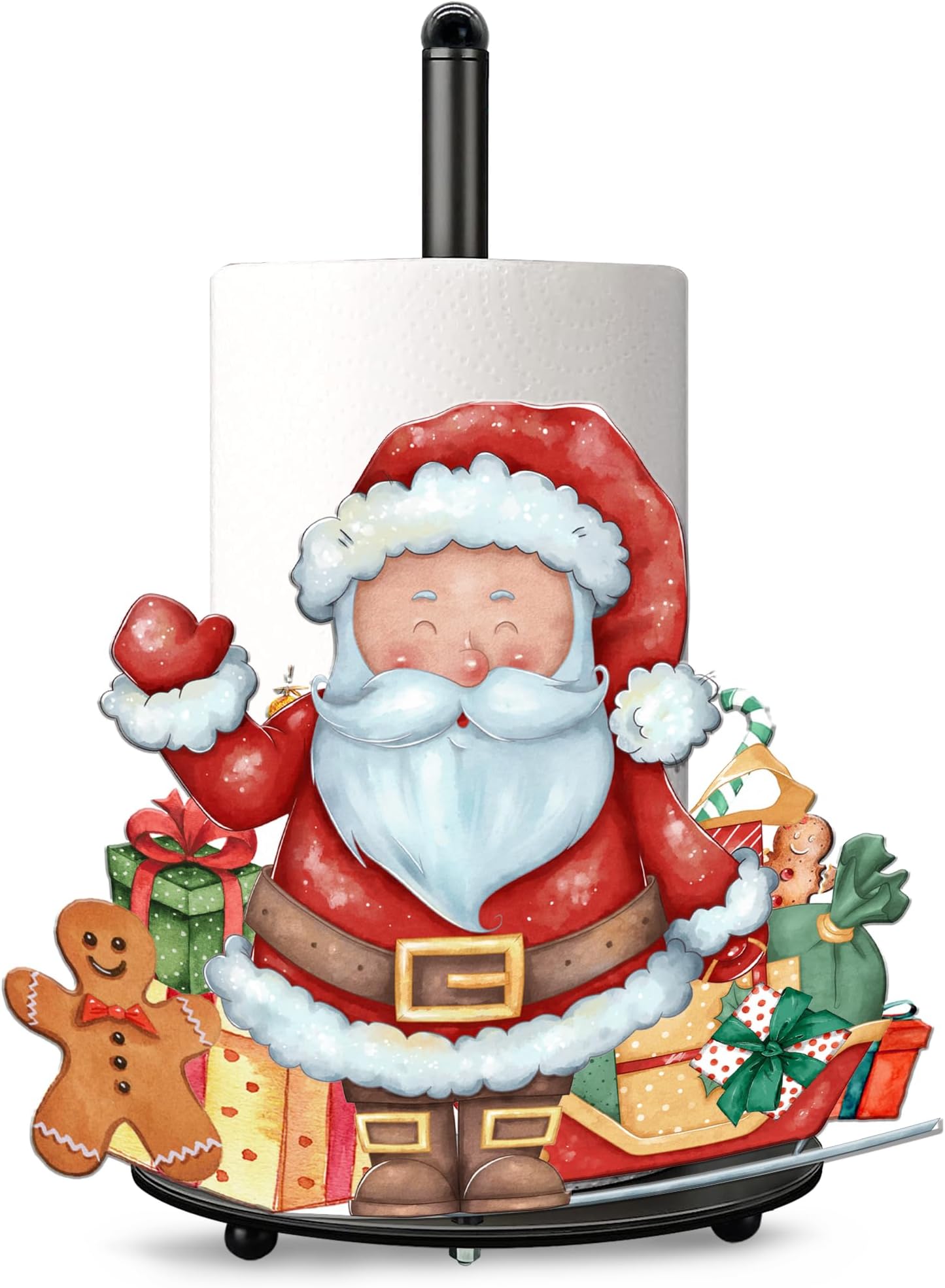 HexagramChristmas Paper Towel Holder, Santa Claus Bathroom Decor Accessories Paper Towel Holder Stand, Christmas Kitchen Decor, Modern Metal Christmas Decorations - Large Towel Stand for Countertop