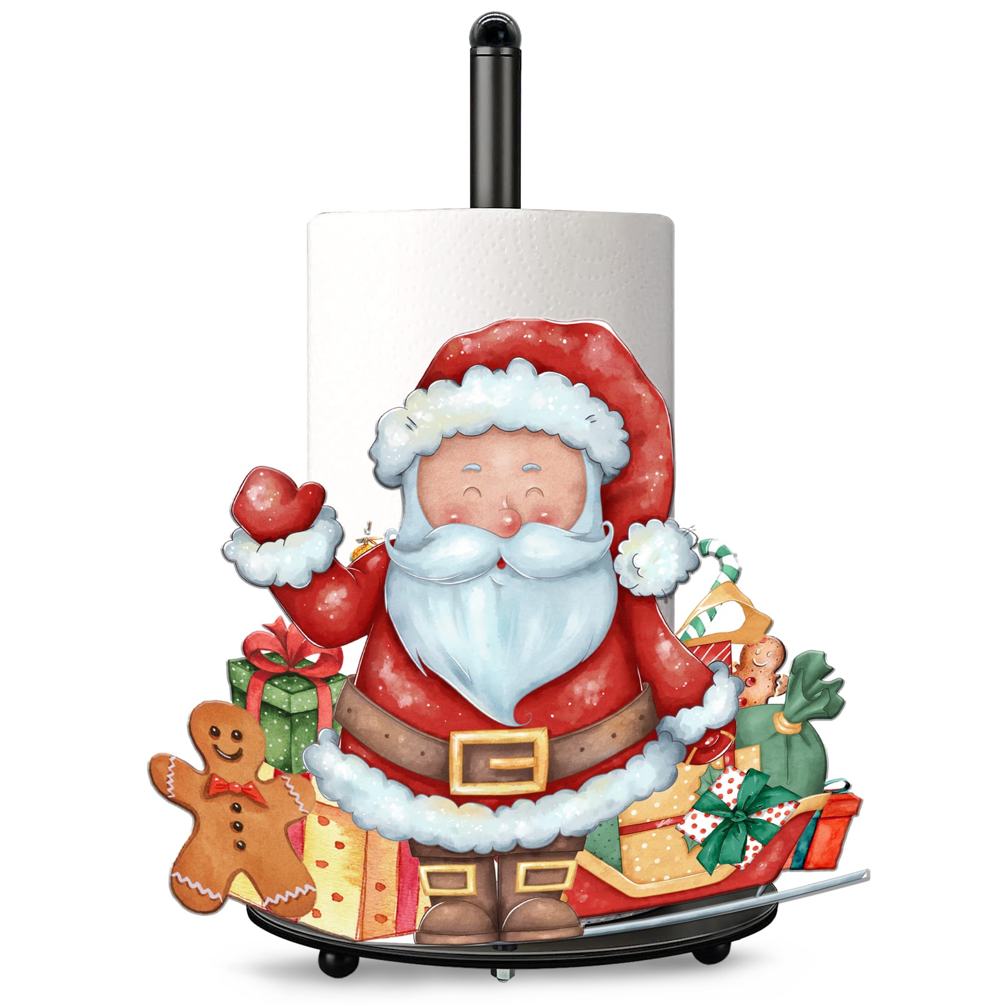HexagramChristmas Paper Towel Holder, Santa Claus Bathroom Decor Accessories Paper Towel Holder Stand, Christmas Kitchen Decor, Modern Metal Christmas Decorations - Large Towel Stand for Countertop