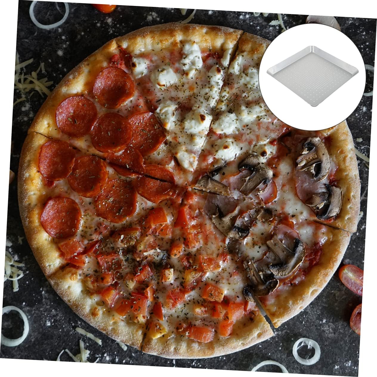 1pc Perforated Aluminum Alloy Pizza Baking Pan Practical Pizza Tray for Home Baking Easy Demoulding High Thermal Conductivity Energy Saving