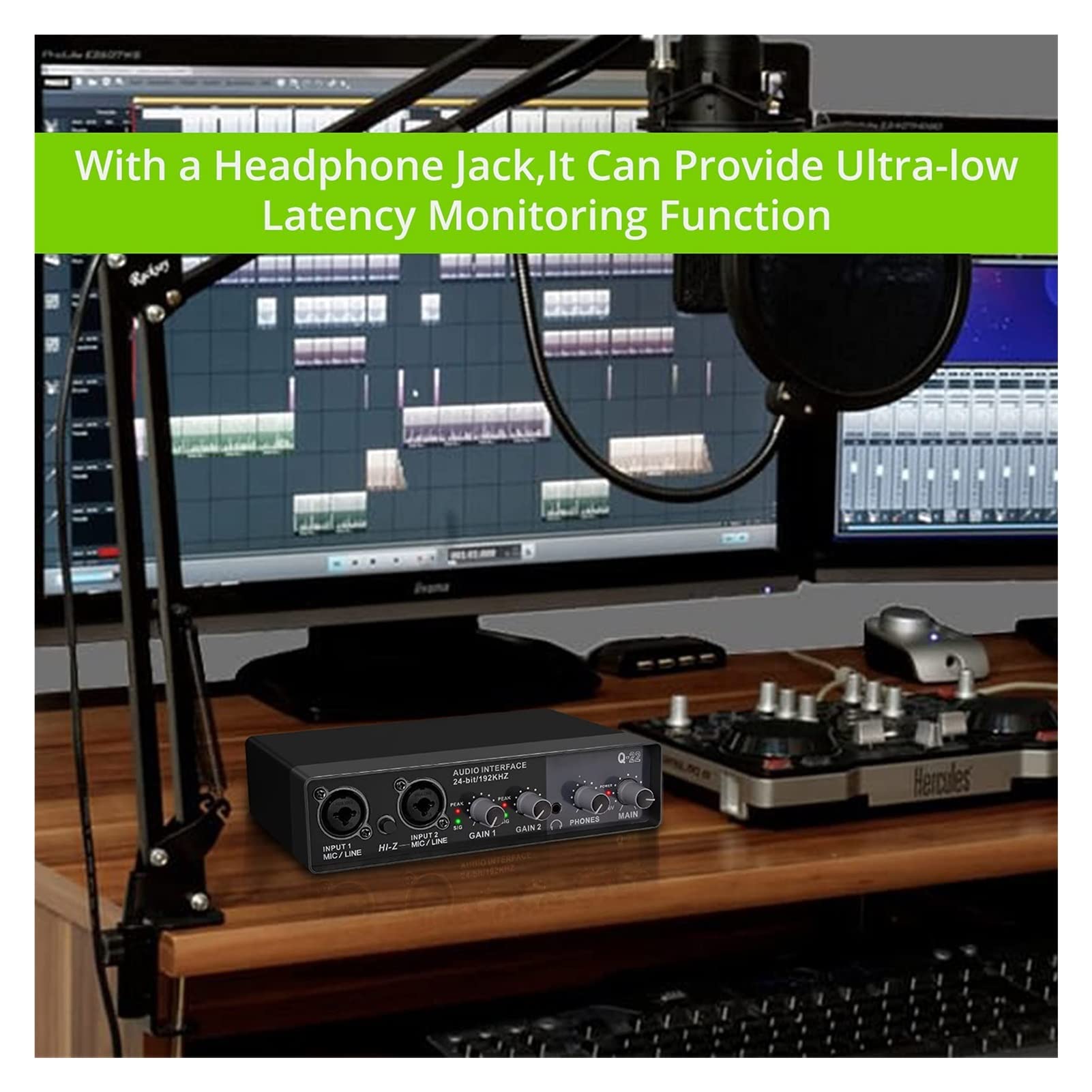 Mezclador De MúSica, Tarjeta de sonido de interfaz de audio con guitarra eléctrica de mezclador de sonido monitor for grabación de estudio en vivo micrófono fantasma potencia Mezclador De Sonidos Para