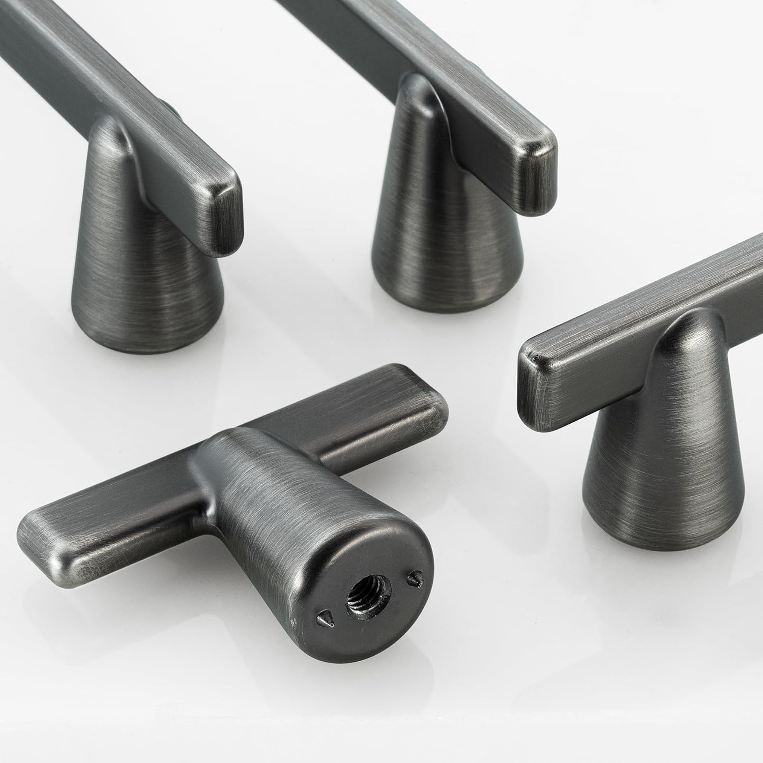 HESTIA HARDWARE 10 Pack T-Bar Antique Sliver Cabinet Knob | Square 1-3/4 Inch Pewter Cabinet Knobs, Grey Closet Knobs and Kitchen Hardware for Cabinets (Z18.10.B)