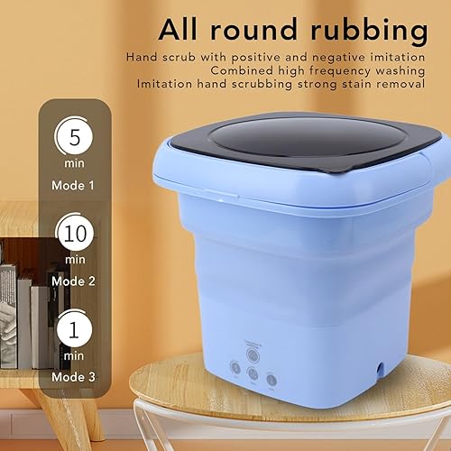 Miniatura 8 de Lavadora portátil, mini lavadora plegable, secadora giratoria, lavadora de cubo para apartamento de camping, RV, viajes, ropa interior, calcetines,