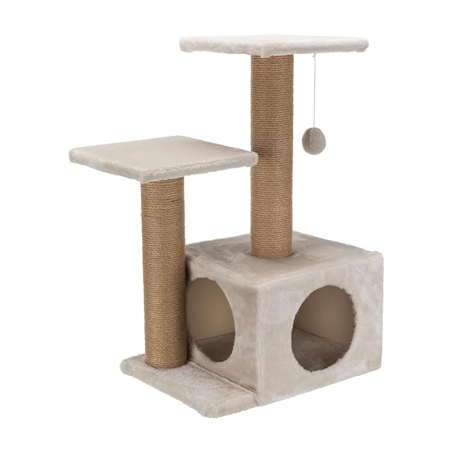 TRIXIE Valencia - Poste rascador con condominio, Dos Plataformas, Juguete Colgante para Gatos, Gris…