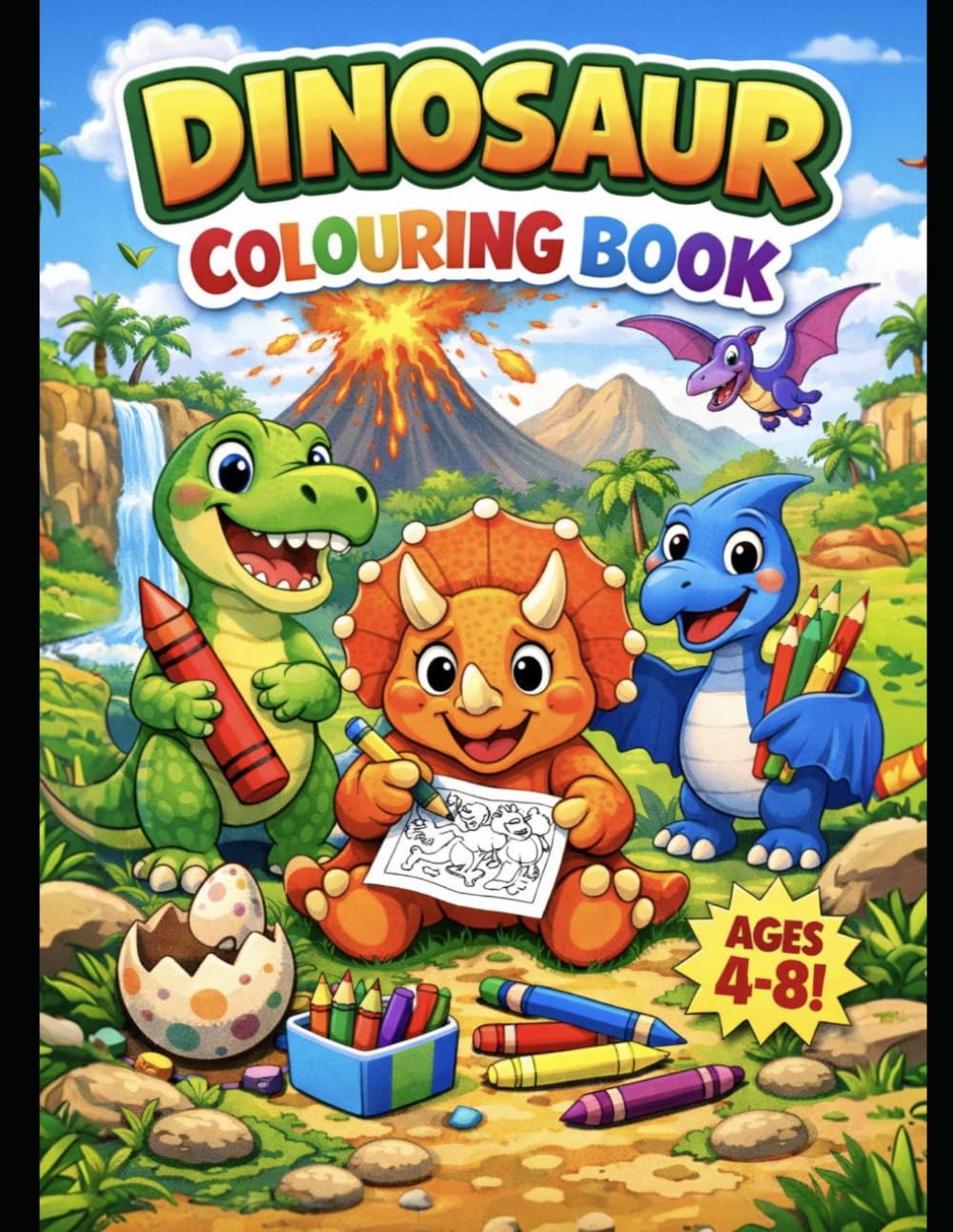 Dinosaur Coloring Book: For Kids ages 4-8 (Silly Bear Coloring Books