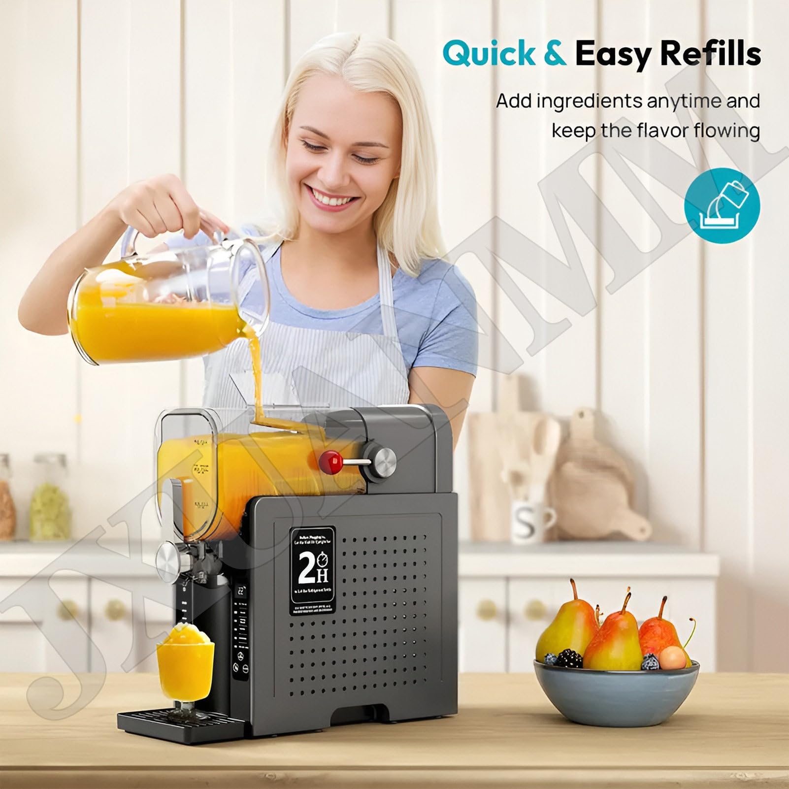 Maszyna do lodu kruszonego, Maszyna do lodu kruszonego 2,5 l, Producent lodu kruszonego, Maszyna do topienia lodu, Granita 220 V, Koktajl na rodzinne przyjęcie urodzinowe,42cm(L) x19cm(W) x42cm(H)