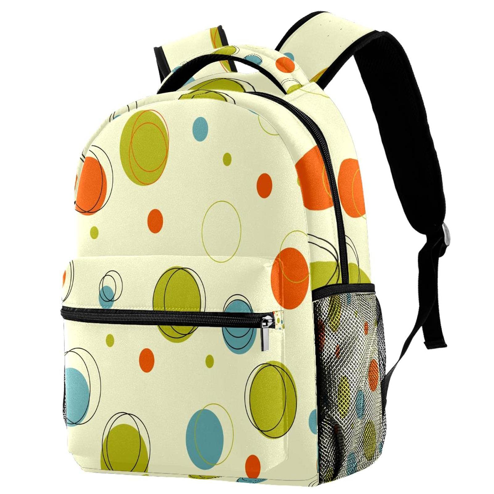 Sac à dos pour étudiant multicolore à motifs géométriques avec poches - 7