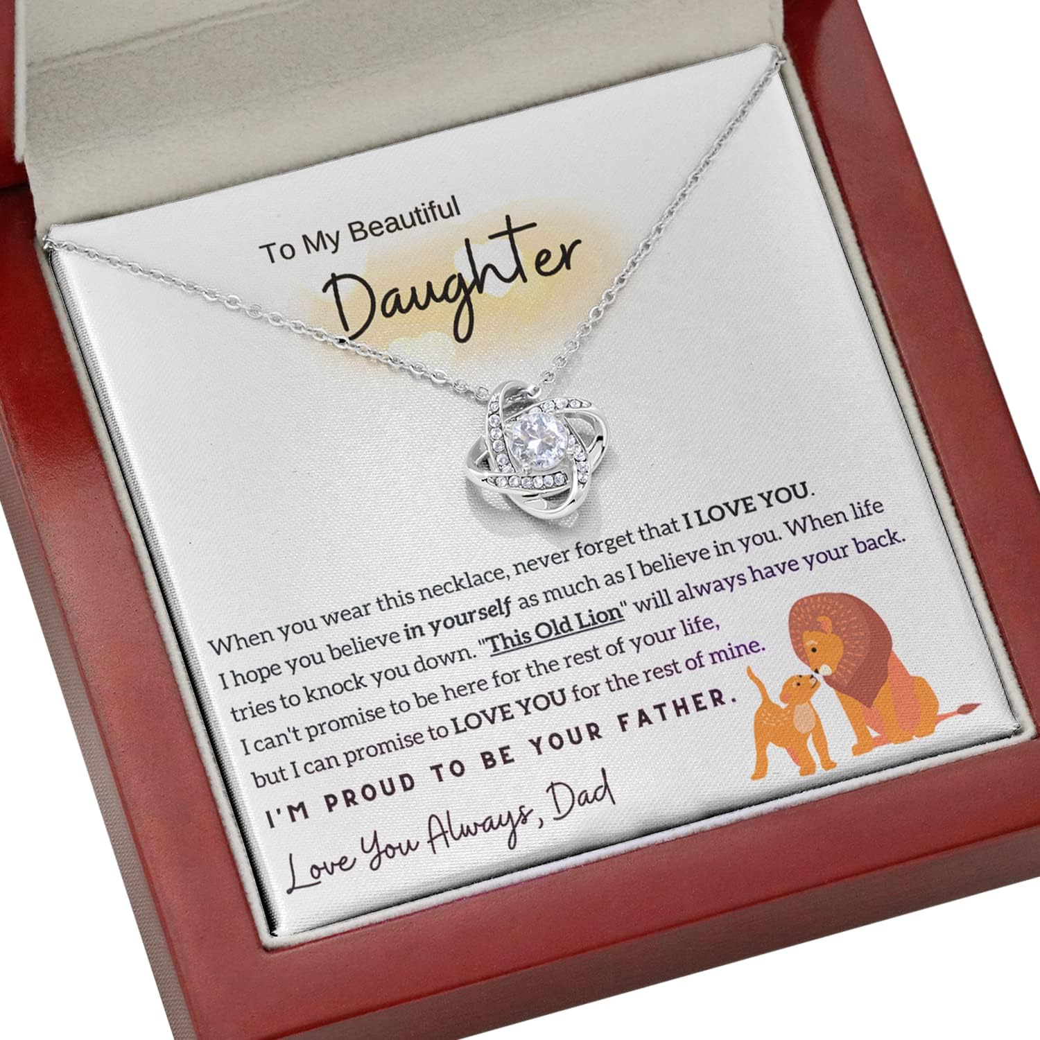 To My Daughter Necklace from Dad – Inspirational Jewelry Gift with Message Card – Birthday, Christmas, Graduation, or Special Father Daughter Gifts