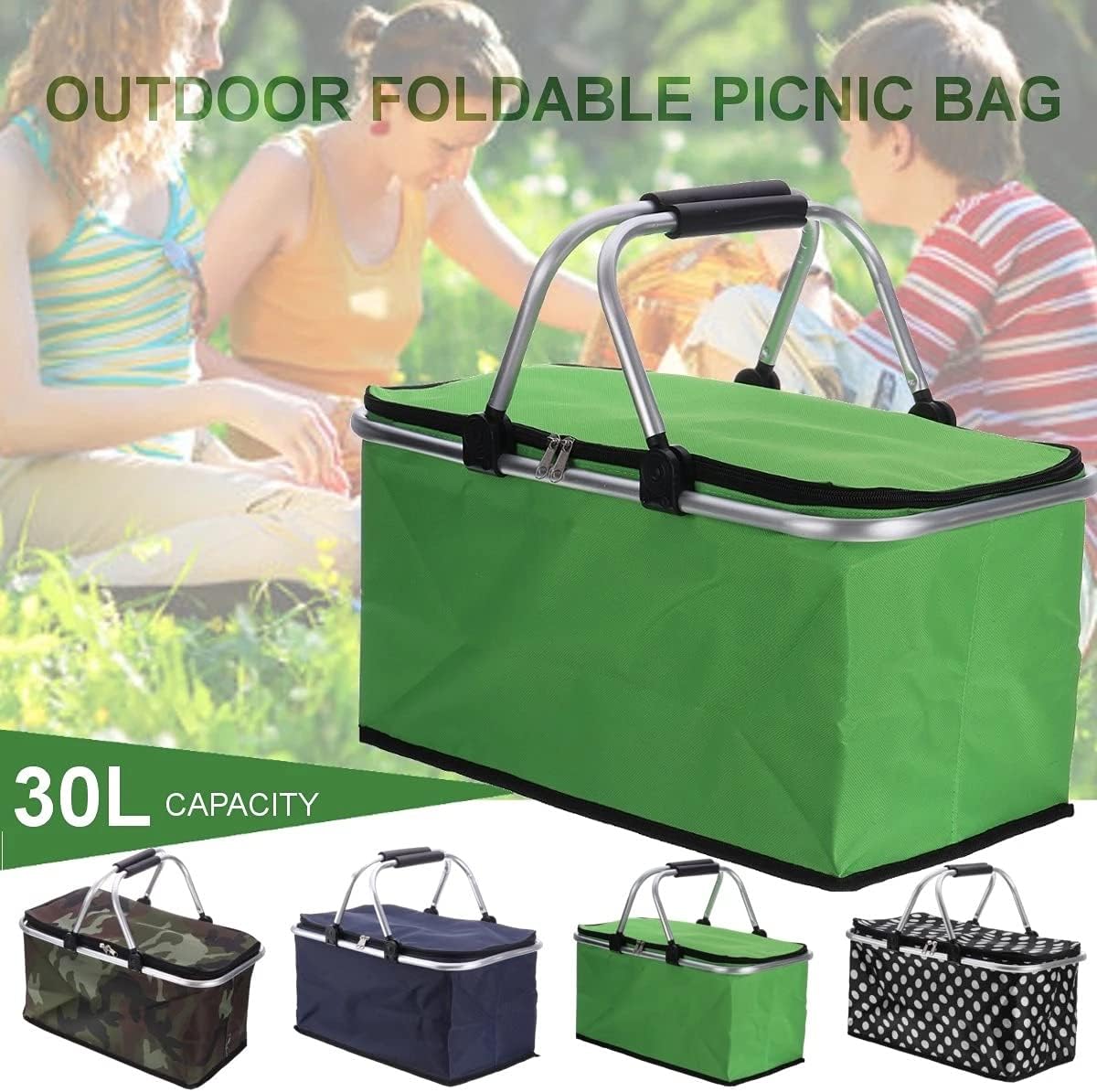 30L Foldable Thermal Insulated Bag Cooler Bags Pizza Food Pizza Delivery Picnic Storage Holder Functional Bag Storage Basket(D)