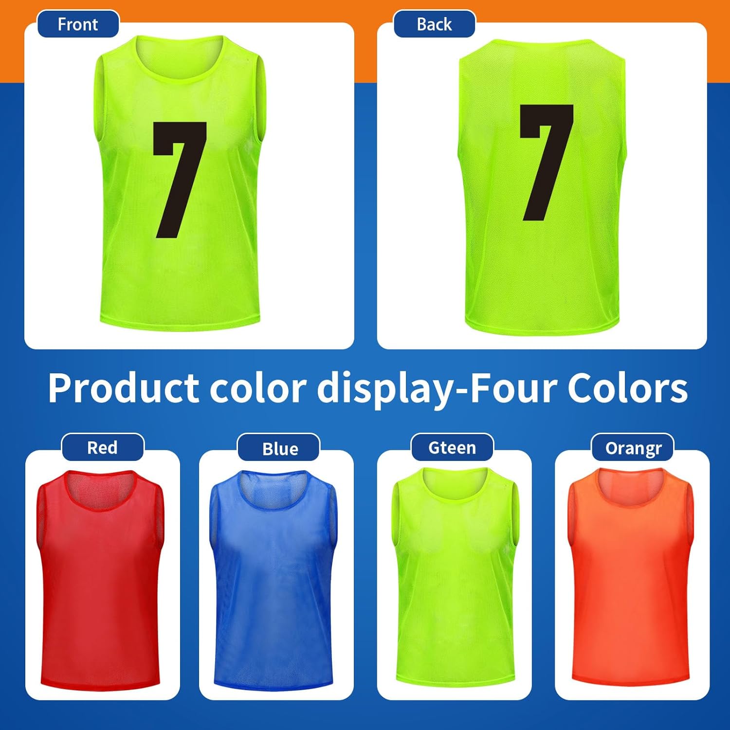Soccer Pinnies Youth with Numbers Scrimmage Team Practice Vests Pennies Jerseys for Basketball Soccer Football Bibs