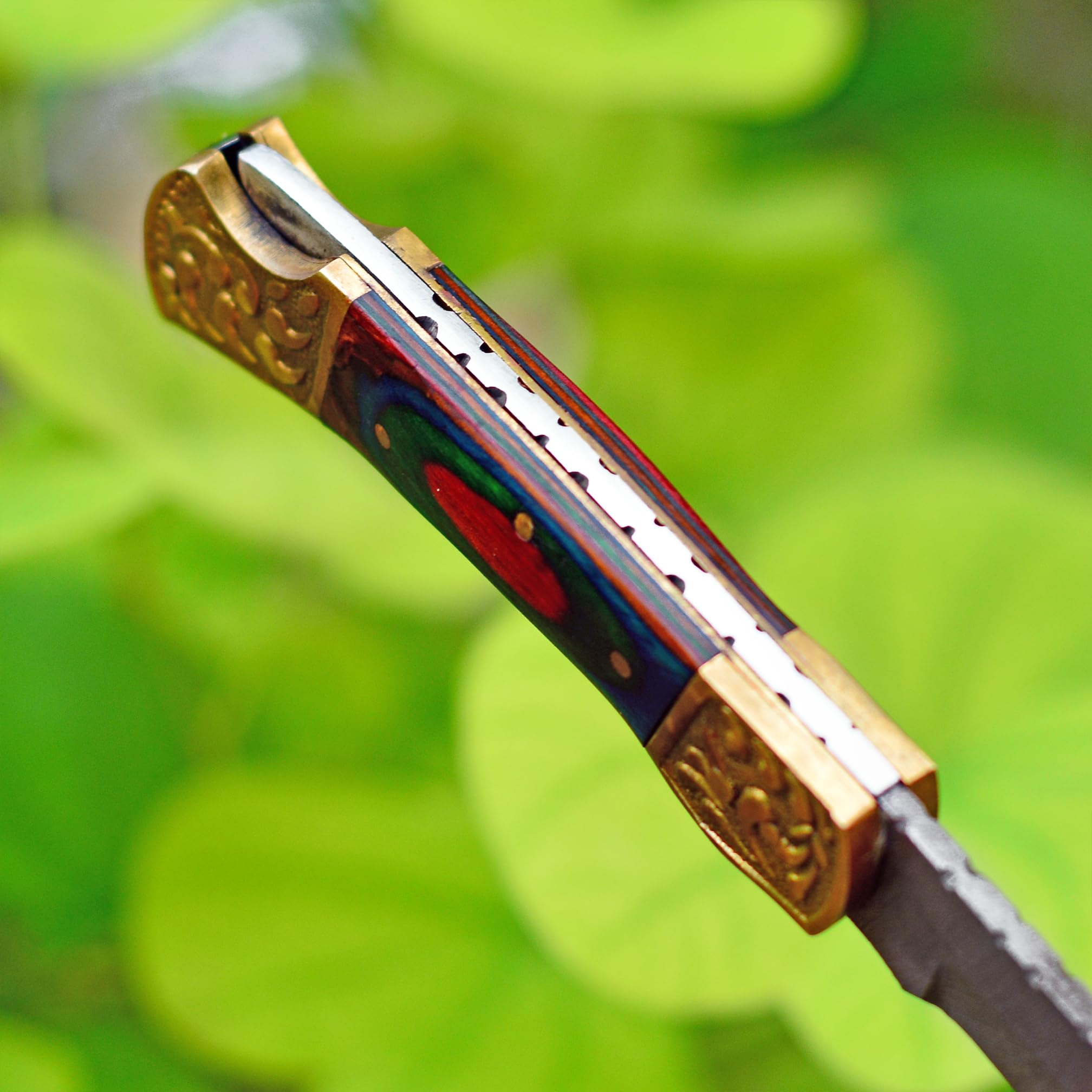 PAL 2000 KNIVES Coltello tascabile pieghevole in acciaio Damasco fatto a mano personalizzato con fodero 3151