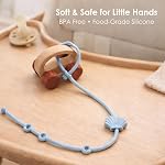 Andy Bear Straps de jouets pour bébé Straps sécurité des jouets Silicone Chaise haute Jouets Straps pour enfants Bouteille pour poussettes, Chaise haute, Lit bébé, Siège auto, Accessoires pour poussette, Clip-Dusty bleu
