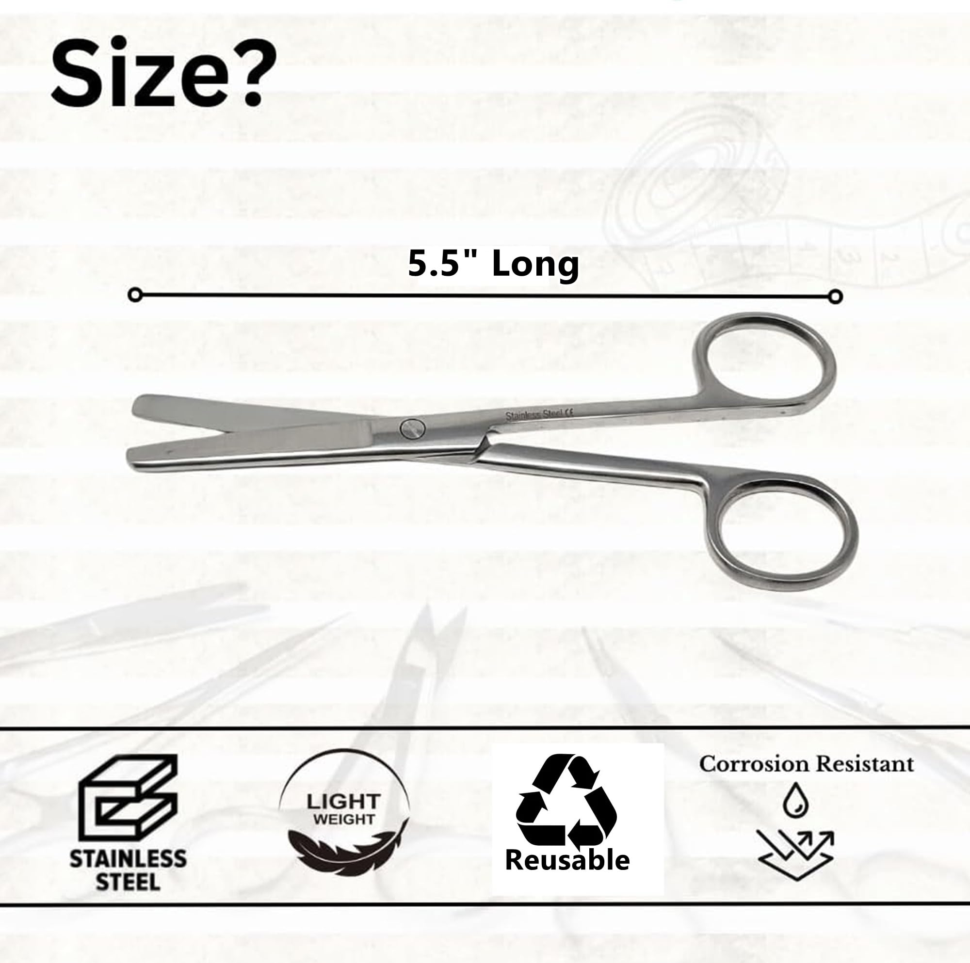 HIGH Grade AUTOCLAVABLE PACIFATED Stainless Steel Dissecting Operating Scissors 5.5" Blunt Blunt Straight (HTI BRAND) — Amazon image 3