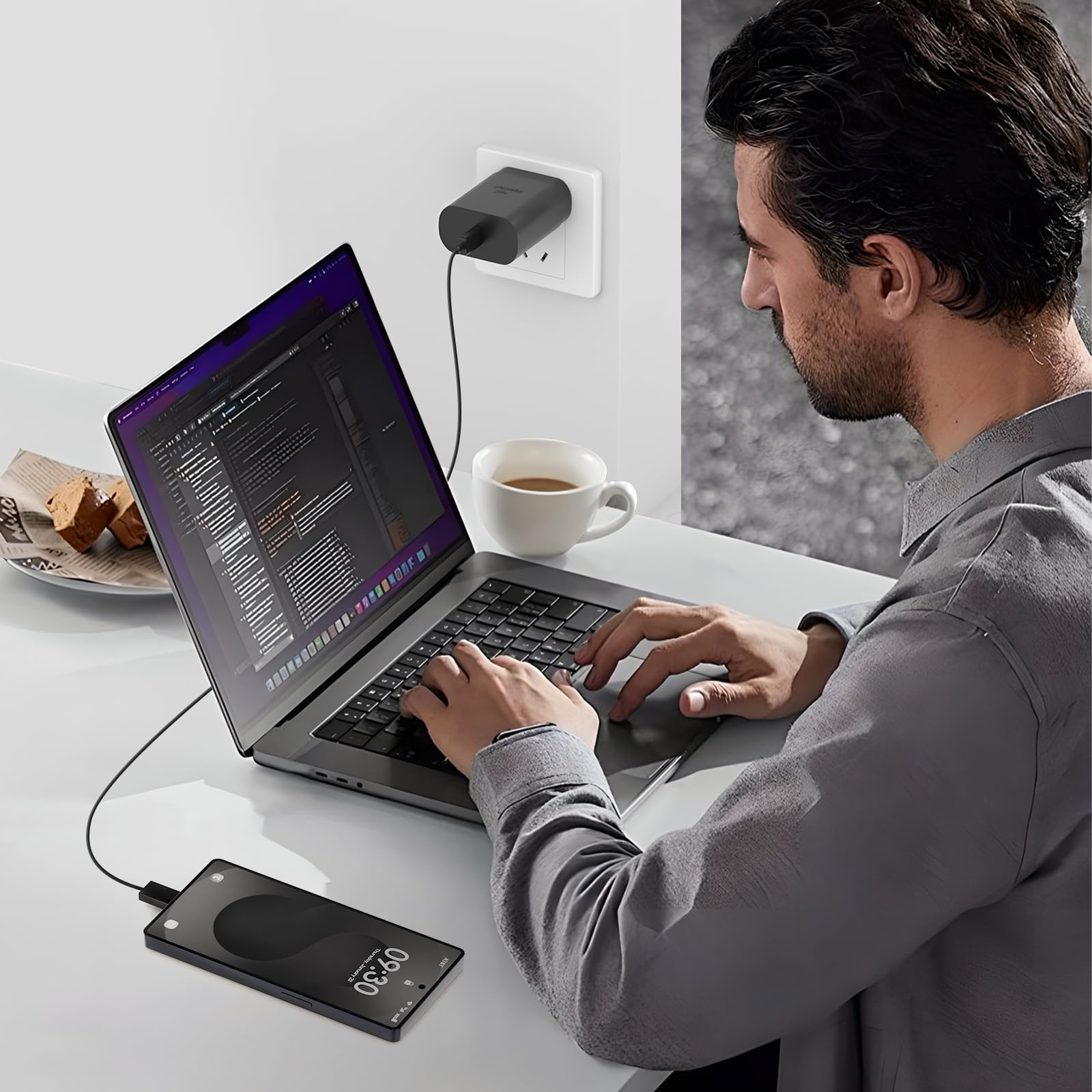 Typ-C-Ladegerät, Schnellladung, 25 W, USB-C-Block mit USBC-Ladekabel, 3 m, kompatibel mit Samsung Galaxy S25/S25 Ultra/S25+/S24/S24+/S24 Ultra/S23/S23 Ultra/S23+/S22/S21/S20/Note 20/10, 3 Stück