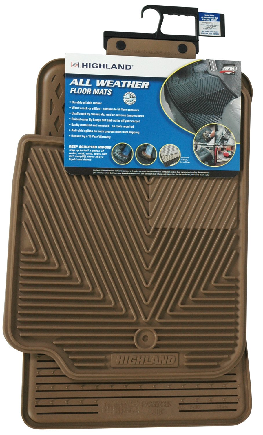 Highland 4402200 All-Weather Tan Front Seat Floor Mat