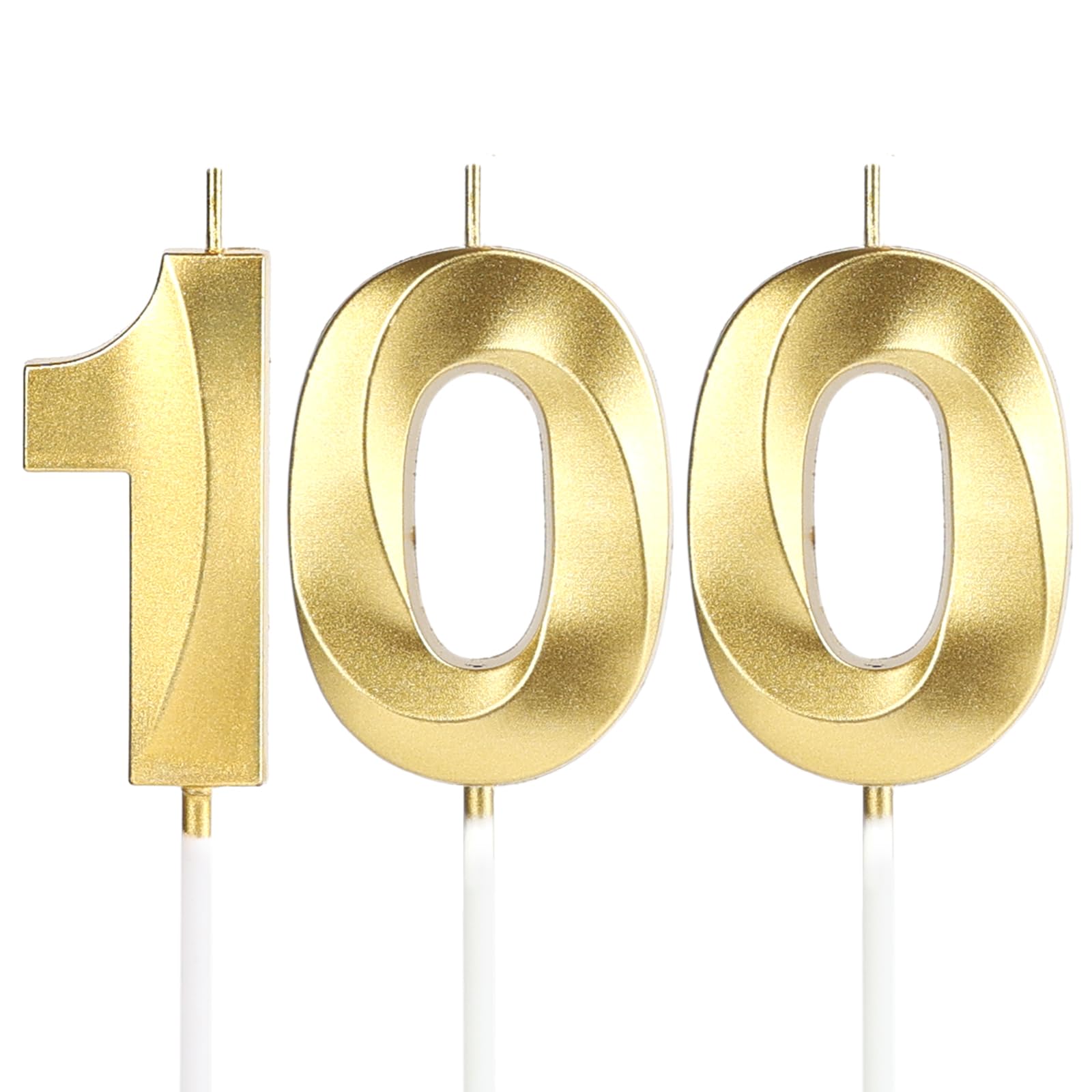 100th Birthday Candles for Cake, Gold Number 100 Candles Happy Birthday Candle Cake Topper Decoration for Him Her Birthday Party Wedding Anniversary
